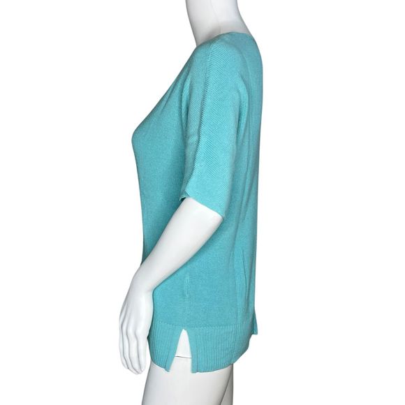 Talbots Sweater Womens Small Blue Short Sleeve Lightweight Knit Basic Minimalist - Picture 3 of 7